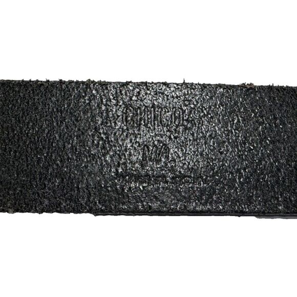 Chico’s Black Leather Horseshoe Buckle Equestrian Style Women’s Belt M/L - Picture 6 of 8